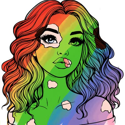 realistic girl with wavy hair and lips