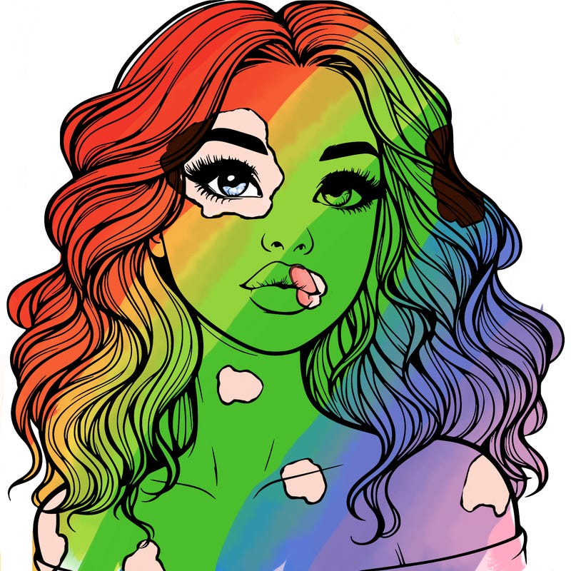 realistic girl with wavy hair and lips