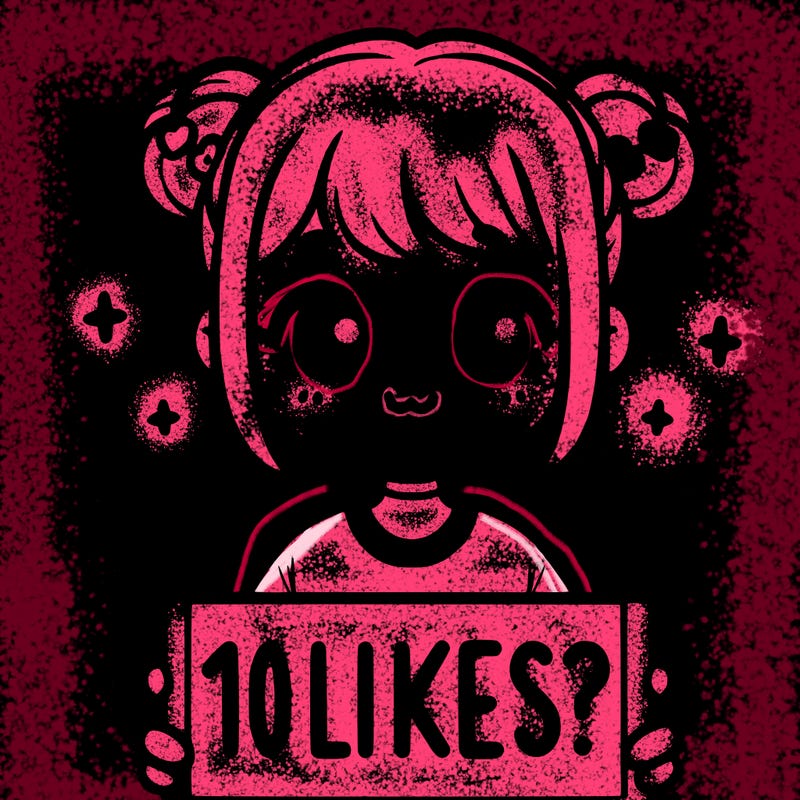 cute girl that is holding a sign that says 10 likes?