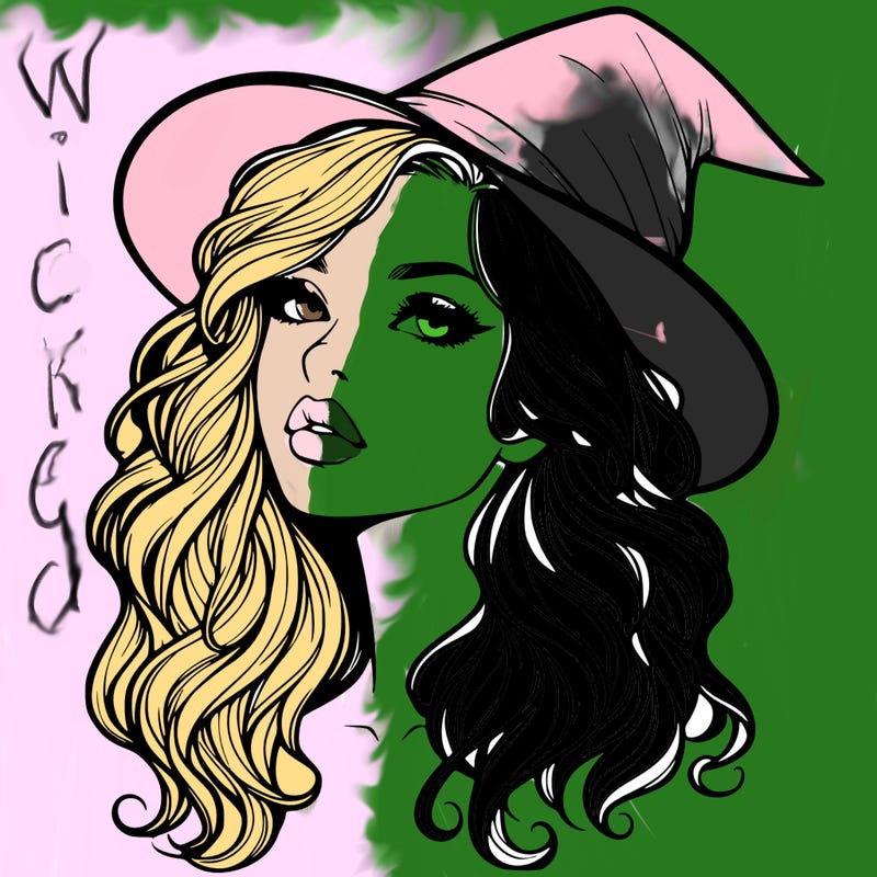 realistic witch girl with wavy hair and lips