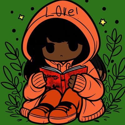 girl in oversized hoodie reading a book