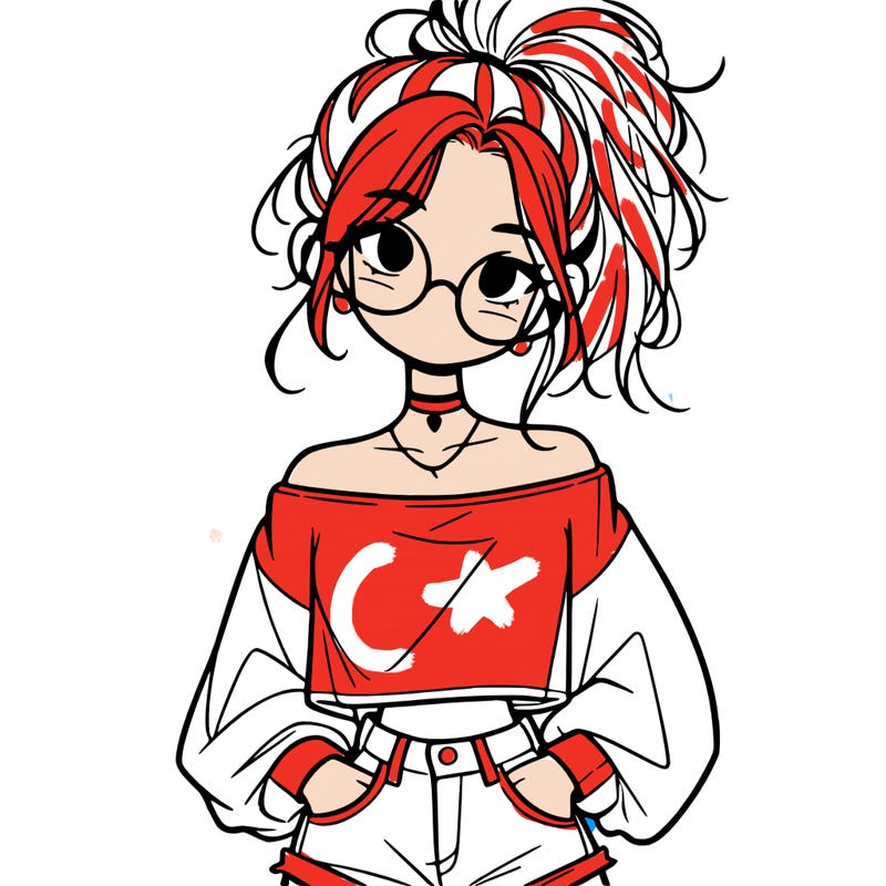 girl with a messy ponytail glasses a baggy crop top and jean shorts