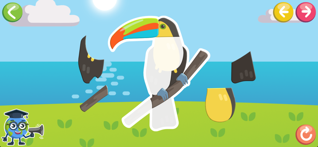 Geo Kids (Qbis Studio) - A toucan bird puzzle game for children in the Geo Kids educational app
