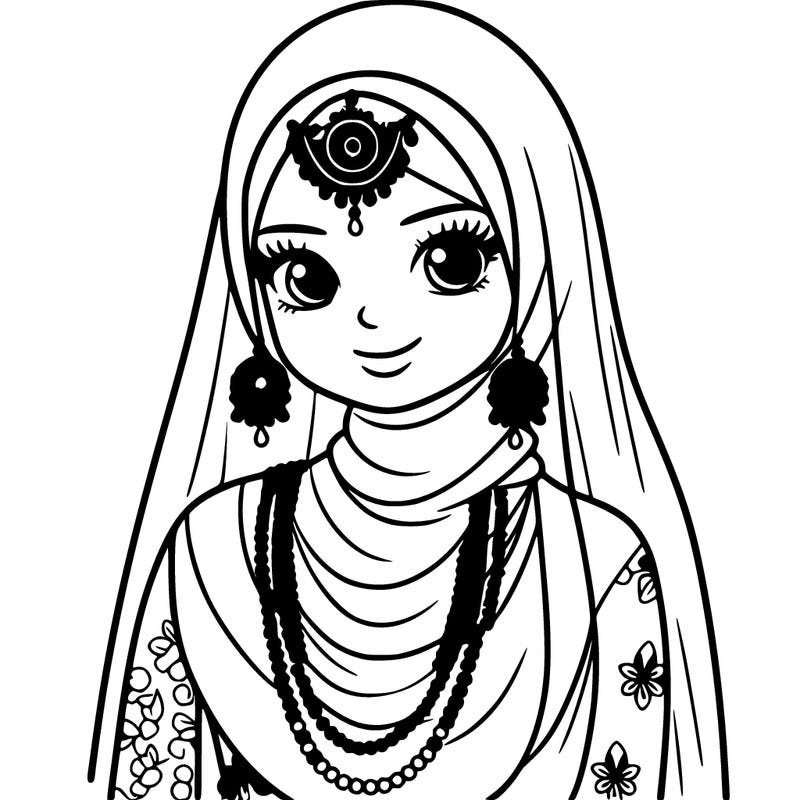 pakistani bride with hijab and necklace