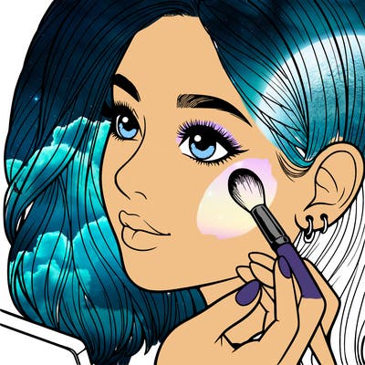 a realistic girl doing her makeup