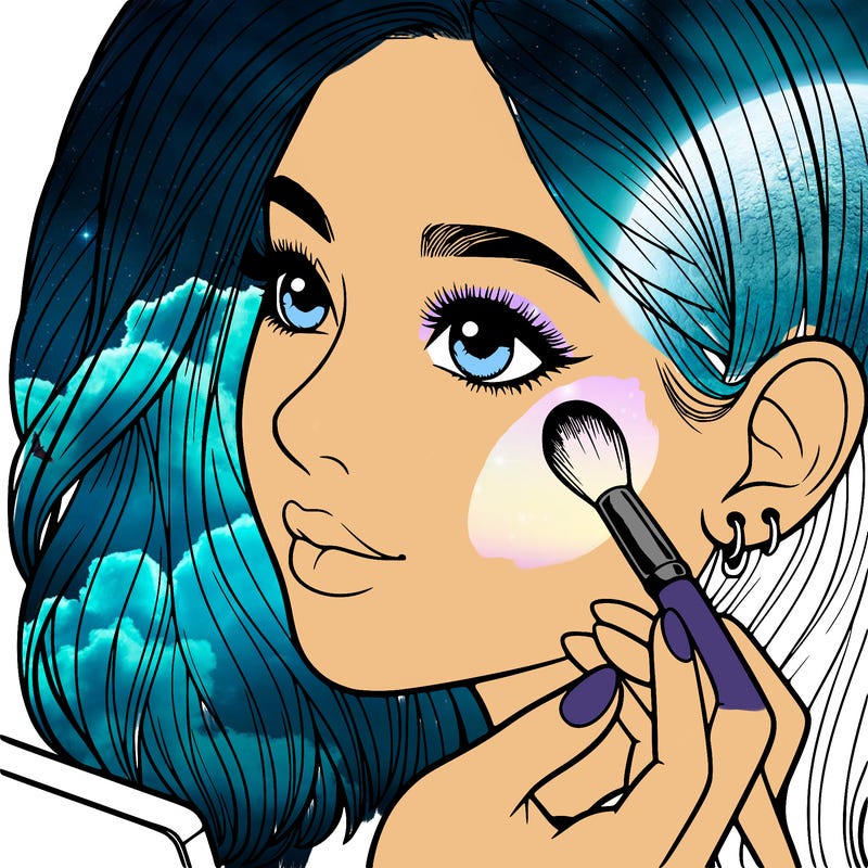 a realistic girl doing her makeup