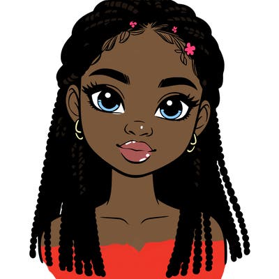 a realistic black girl with braids