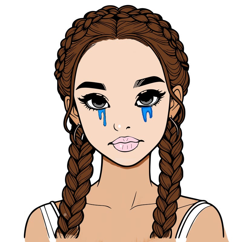 realistic girl with braids