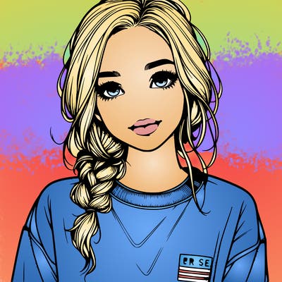 realistic girl with sweat shirt on