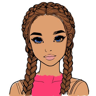 realistic girl with braids