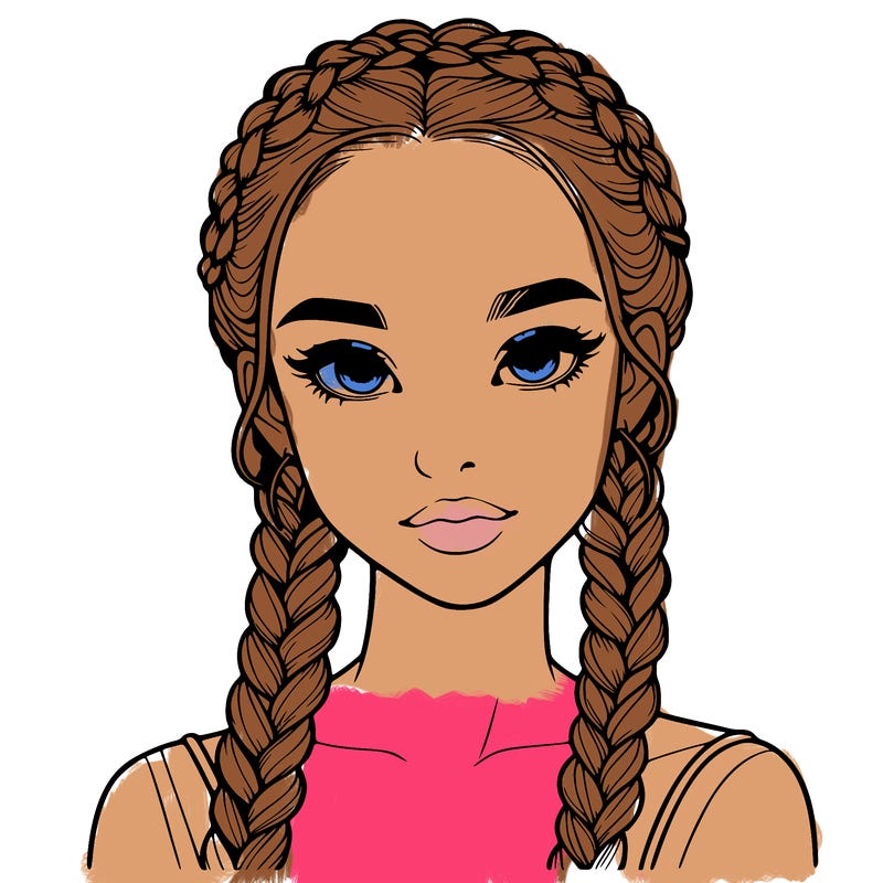 realistic girl with braids