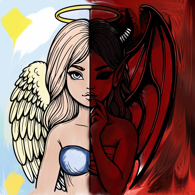 realistic angel half demon