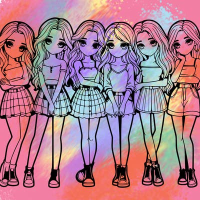 a group of girls realistic