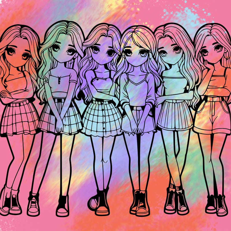 a group of girls realistic