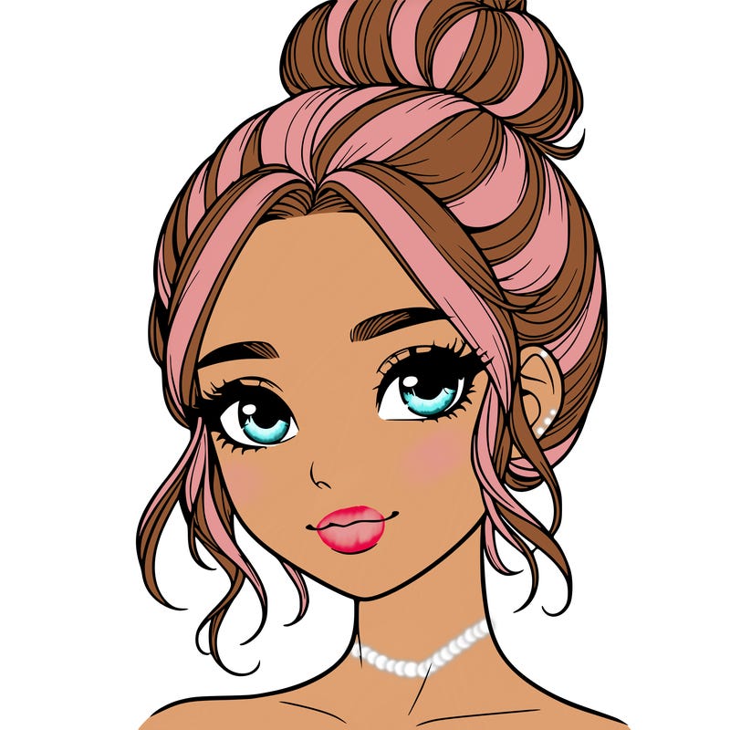 realistic pretty girl with hair in bun