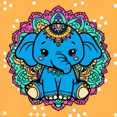 cute baby elephant animal mandala