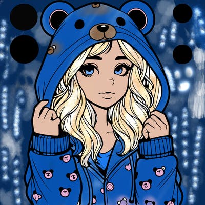 realistic girl in a animal pjs hoodie