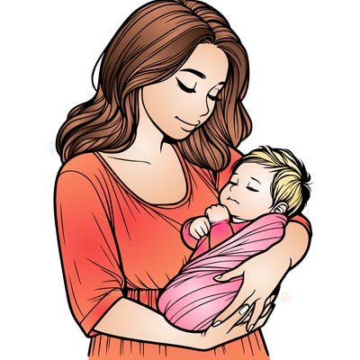 mother holding baby realistic