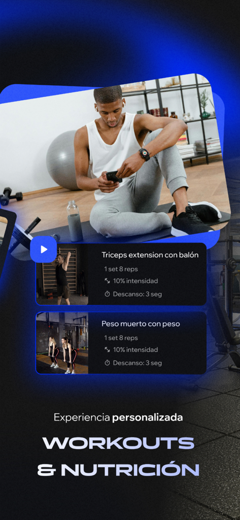 NEO App - NEO App interface showing customized workout routines and nutrition features