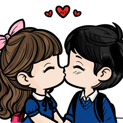 boy and girl kissing