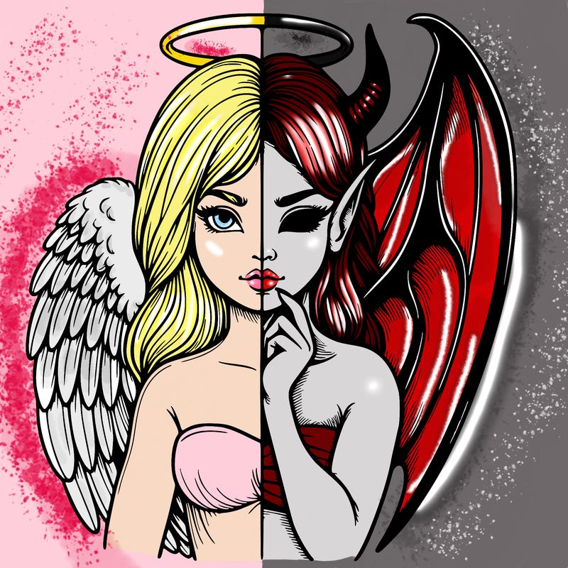 realistic angel half demon