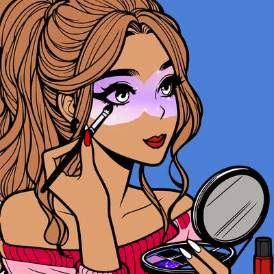 a realistic girl doing her makeup