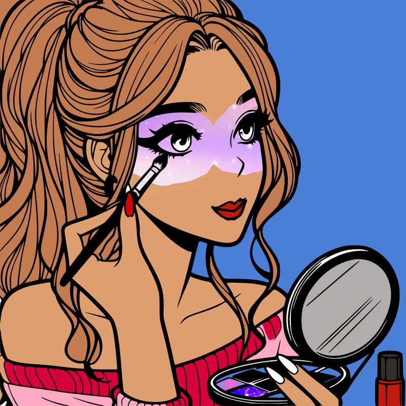 a realistic girl doing her makeup