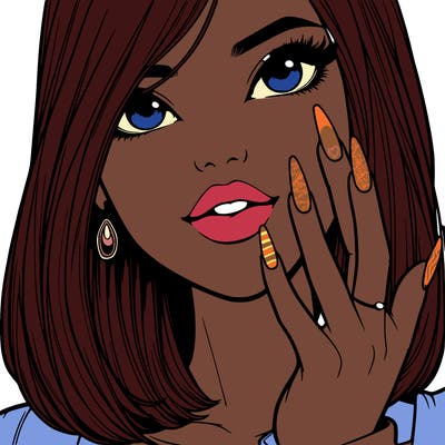 realistic girl showing her nails