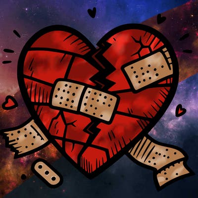 broken bandaged heart