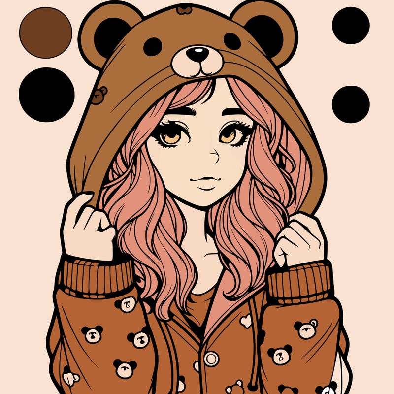 realistic girl in a animal pjs hoodie