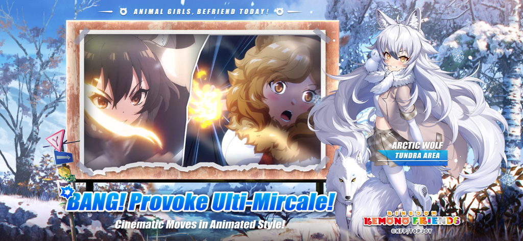 Cinematic animated ultimate move of Arctic Wolf in Kemono Friends Kingdom