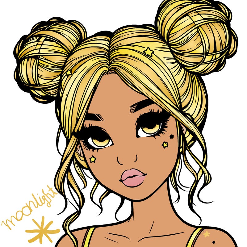 realistic girl with space buns