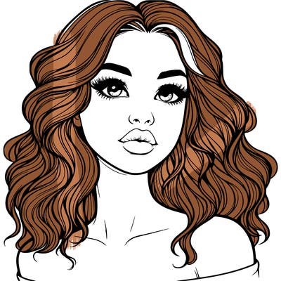 realistic girl with wavy hair and lips