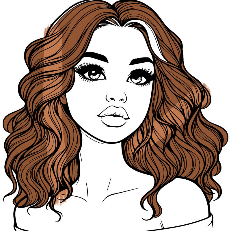 realistic girl with wavy hair and lips