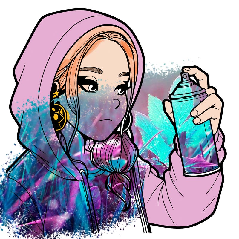 a realistic girl, spray painting