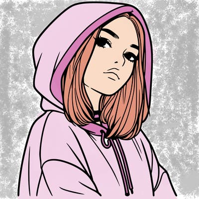 a realistic girl in a hoodie