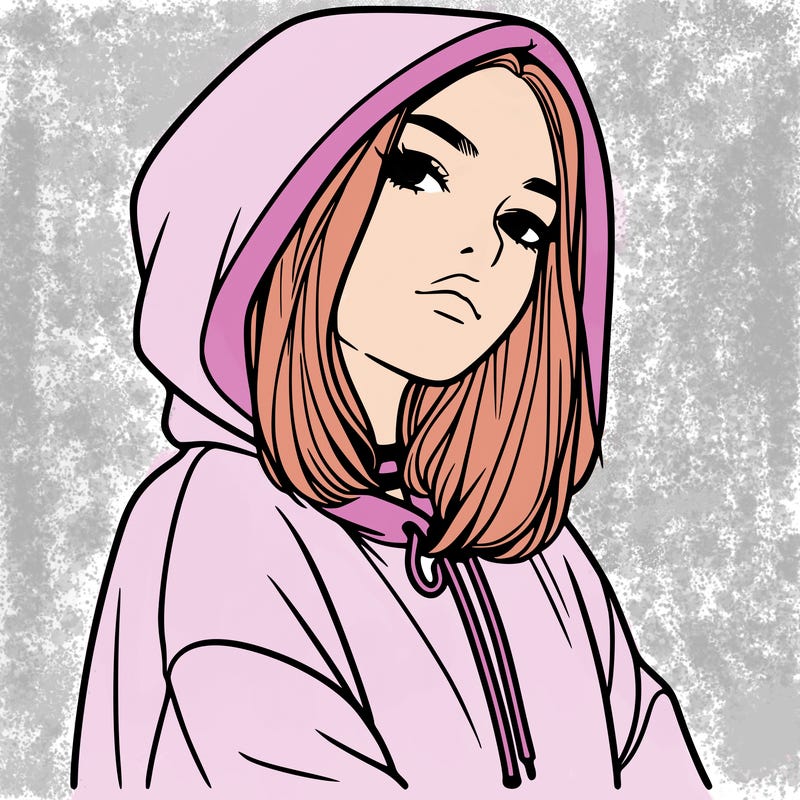 a realistic girl in a hoodie