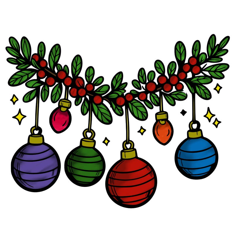 christmas garland with big bulbs