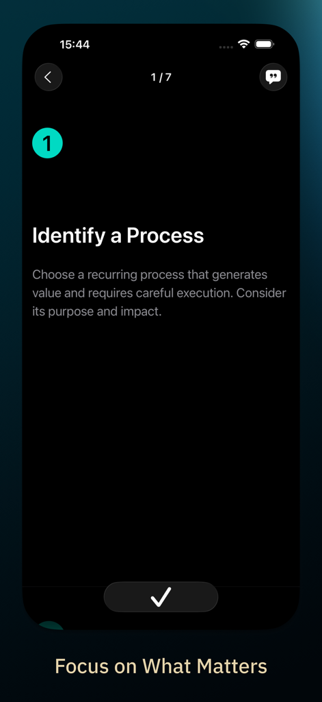 Procedural: System & Routines - Primeira etapa de uma rotina no aplicativo Procedural intitulada Identificar um Processo