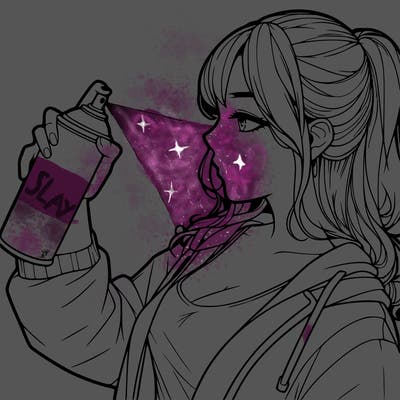 a realistic girl spray, painting