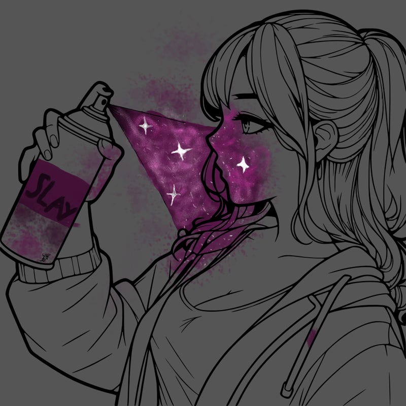 a realistic girl spray, painting