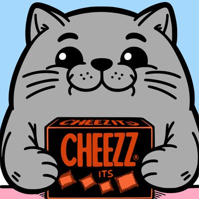 cat holding cheez its