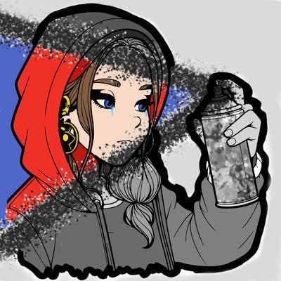 a realistic girl, spray painting