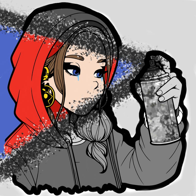 a realistic girl, spray painting