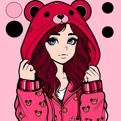 realistic girl in a animal pjs hoodie