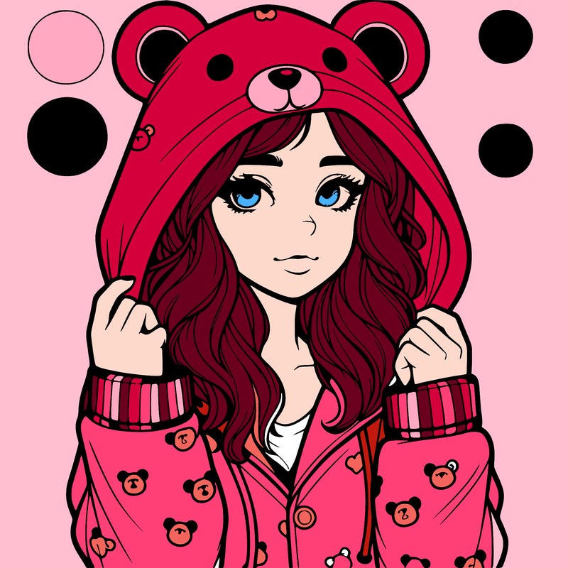 realistic girl in a animal pjs hoodie