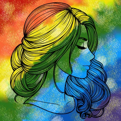 realistic woman's head & hair