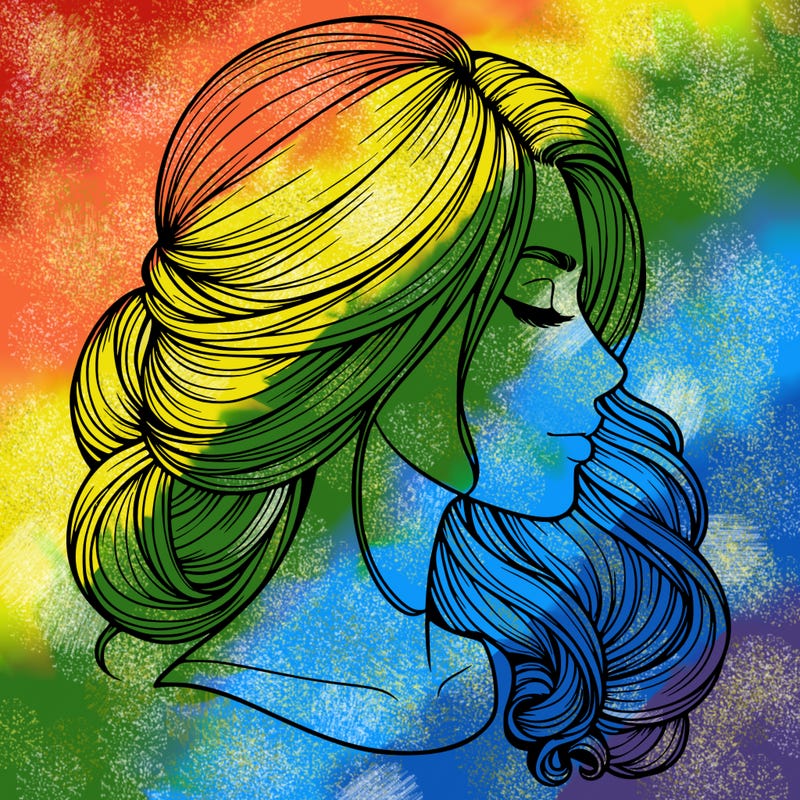 realistic woman's head & hair