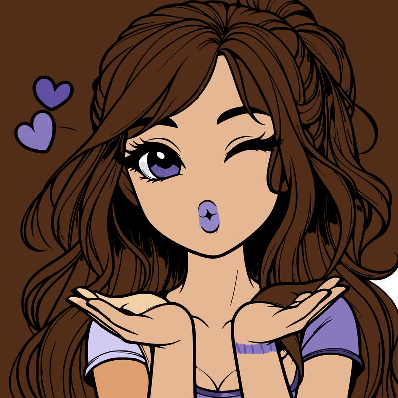 realistic girl winking and blowing a kiss while making heart hands