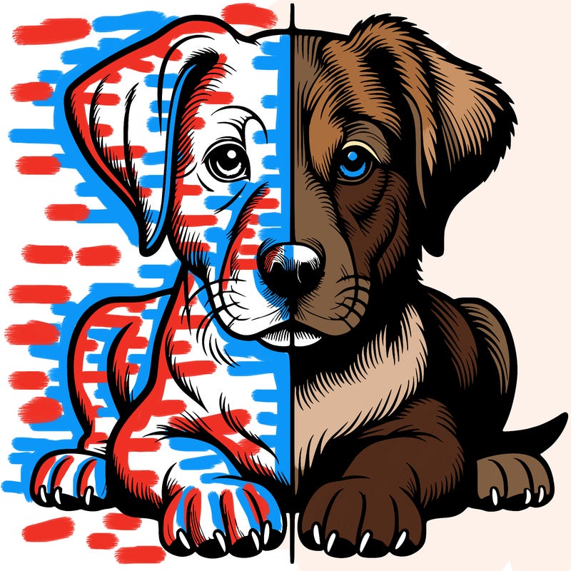 realistic dog split picture